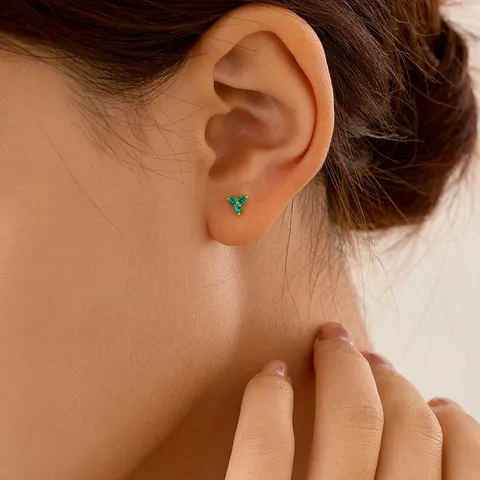 Pendientes de Botón Triángulo de Plata de Ley S925 Mujer Hombre Strass de Colores Incrustados Joyería Geométrica Pequeña