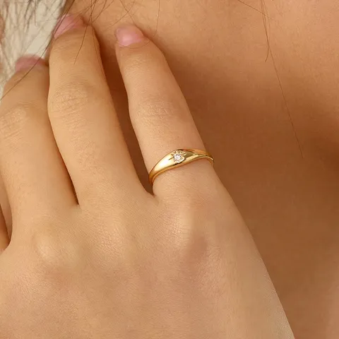 Anillo de Meñique de Estrella de Ocho Puntas de Plata 925 Vintage Oro Plata Diamantes de Imitación Oro Champaña Anillo de Banda Abierta para Dedo Anillos Abiertos Geométricos Joyería Regalo para Mujer