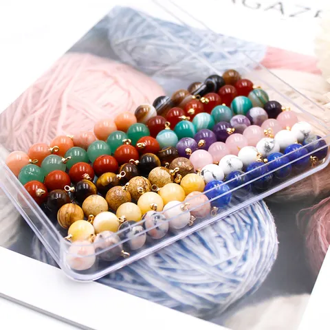 Natural Agate Crystal Round Ball Pendant Charm Without Chain Polished Gemstone Spherical Pendant For DIY Jewelry Making Necklaces Accessories