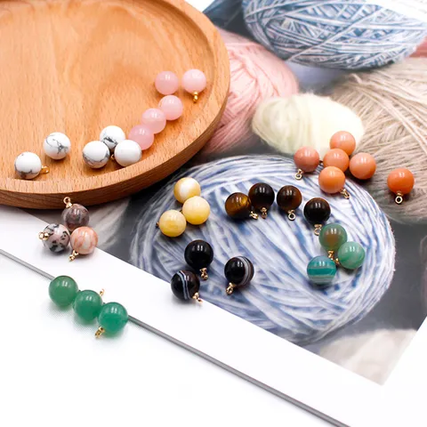 Natural Agate Crystal Round Ball Pendant Charm Without Chain Polished Gemstone Spherical Pendant For DIY Jewelry Making Necklaces Accessories