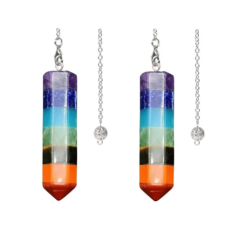 Crystal Energy Yoga Agate Stone Hexagonal Column Cone Pendant Necklace Retro Copper Chain Colorful Mineral Natural Stone Healing Point Magic Wand Spiritual Jewelry For Gift