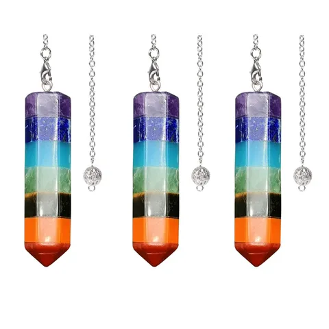 Crystal Energy Yoga Agate Stone Hexagonal Column Cone Pendant Necklace Retro Copper Chain Colorful Mineral Natural Stone Healing Point Magic Wand Spiritual Jewelry For Gift