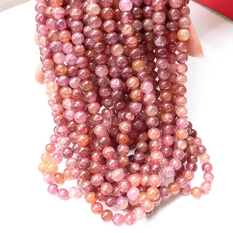 Doppelfarbige Lampwork Glasperlen Rissige Runde Lose Perlen Für DIY Armband Halskette Schmuckherstellung Handwerk