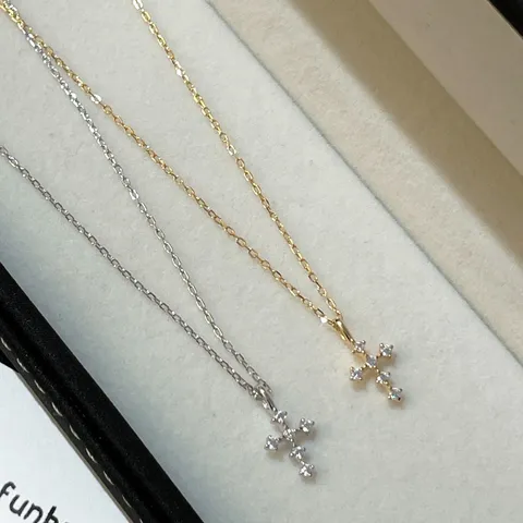 Collar con Colgante de Cruz de Plata de Ley S925 para Mujer Diamante de Imitación Cadena de Clavícula Joyería Collar Chapado en Oro Plata Oro Blanco
