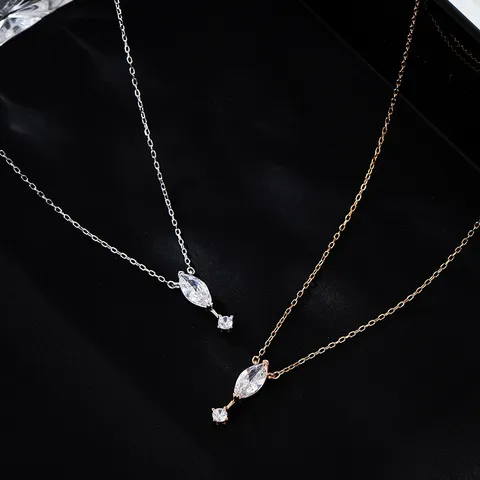 S925 Sterling Zilveren Traanvormige Halsketting Voor Vrouwen Luxe Zirconia Hanger Minimalistische Sleutelbeen Ketting Sieraden