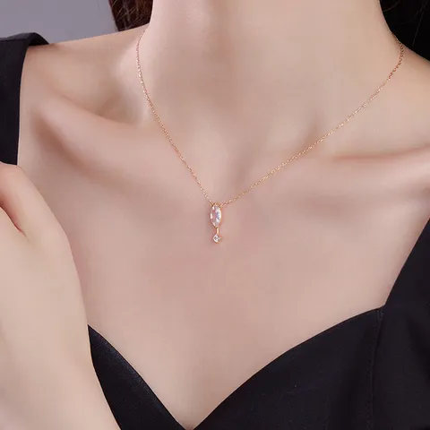 S925 Sterling Zilveren Traanvormige Halsketting Voor Vrouwen Luxe Zirconia Hanger Minimalistische Sleutelbeen Ketting Sieraden