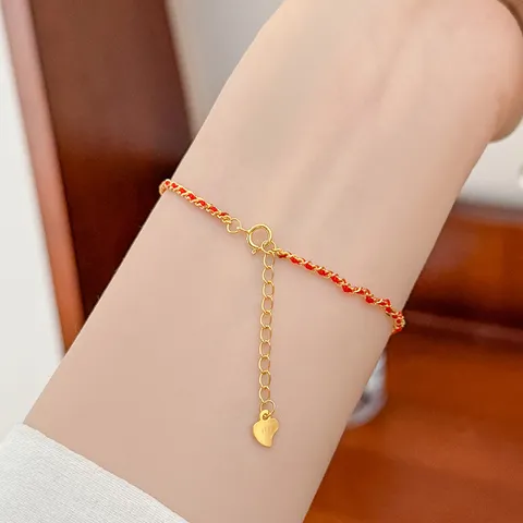 Pulsera Tejida de Plata de Ley 925 con Cordón Rojo para Mujer Cuerda Colorida Hecha a Mano Cadena Lateral Ajustable Colgante de Corazón Joyería Minimalista Regalo