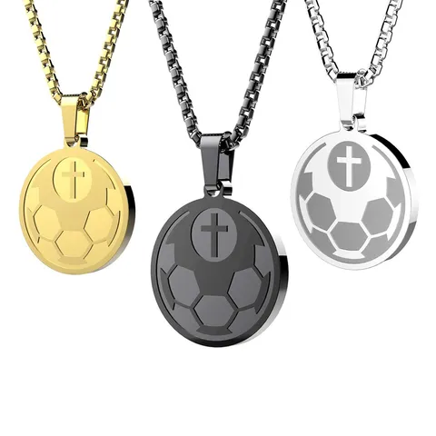 Collana con Pendente a Croce di Calcio in Acciaio Inossidabile Versetto della Bibbia Inciso Gioielli Regalo per Atleti