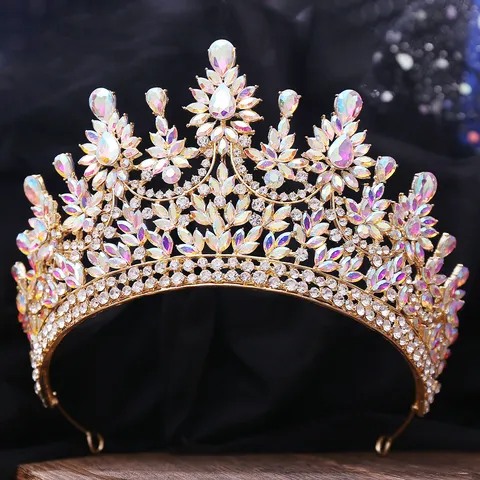 Barock Luxus Braut Tiara Krone Strass Kristall Hochzeit Haarschmuck Abschlussball Königin Krone Kopfschmuck Damen Schmuck