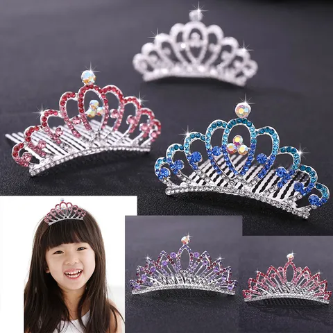 Enfants Filles Peigne à Cheveux Couronne Strass Accessoire Cheveux Style Coréen Mariage Fête Pièce de Cheveux Coiffe Décorative