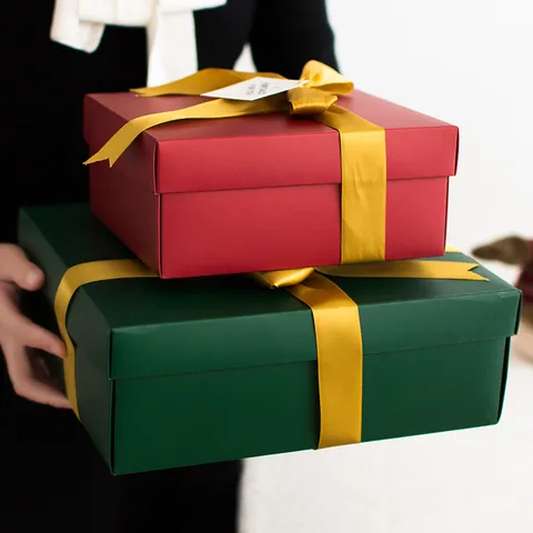 Caja de Regalo de Navidad Cajas de Presentación de Papel Plegables Con Cinta Fiesta Festiva Embalaje de Caramelos Caja de Almacenamiento Para Decoración Festiva