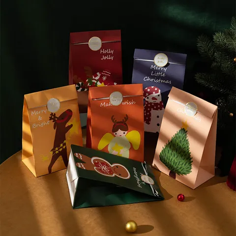 Bolsas de Regalo de Navidad Nochebuena Caja de Regalo Manzana Embalaje Bolsas de Papel Bolsa de Embalaje de Regalo Festivo de Vacaciones Para Fiesta