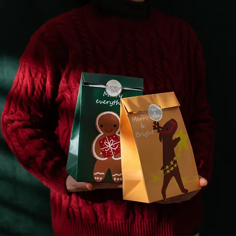 Bolsas de Regalo de Navidad Nochebuena Caja de Regalo Manzana Embalaje Bolsas de Papel Bolsa de Embalaje de Regalo Festivo de Vacaciones Para Fiesta