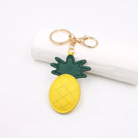 Portachiavi in Pelle Ananas 3D Accessori Charm per Borsa di Frutta di Alta Qualità per Zaino da Donna e Ragazza Regalo Gioielli