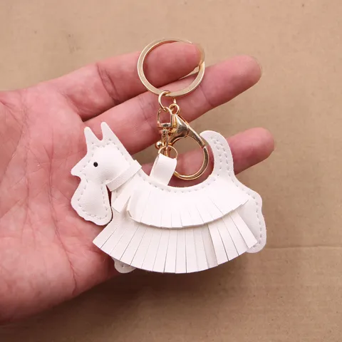 Porte-Clés en Cuir Terrier Écossais Gland Chien Charme de Sac pour Femmes Accessoires de Sac à Dos Forme de Chiot Bijoux Cadeau