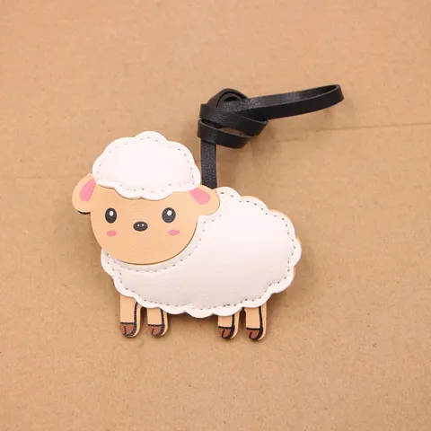 Handmade Leather Sheep Keychain Cartoon Animal Pendant Multi-Layer DIY Bag Charm Clothing Accessory For Women Gift
