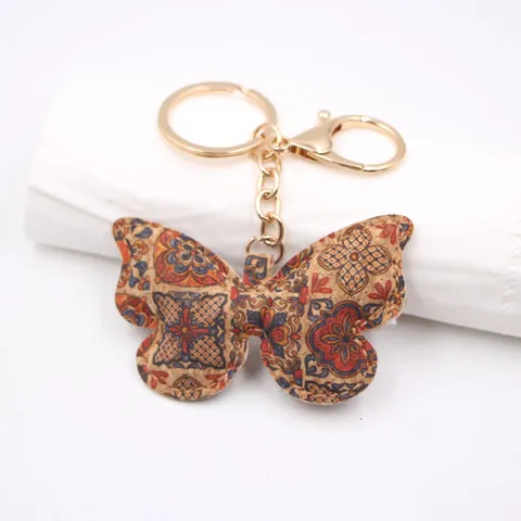 Portachiavi Farfalla in Similpelle Vintage Anello Chiave Auto Ciondolo Borsa Decorazione Lega Galvanica Fascino Geometrico
