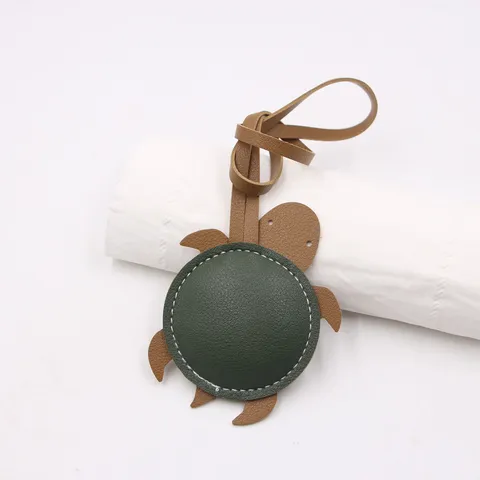 3D Stuffed PU Leather Turtle Bag Pendant Cute Animal Keychain Luggage Charm Accessories For Women Backpack Decoration Gift Small Tortoise Lanyard