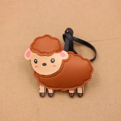 Handmade Leather Sheep Keychain Cartoon Animal Pendant Multi-Layer DIY Bag Charm Clothing Accessory For Women Gift
