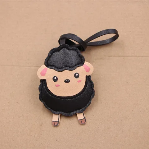Cute Little Lamb Artificial Leather Bag Charm Pendant Sheep Keyring Hanging Ornament Clothes Accessory For Backpack Purse Handbag Decoration