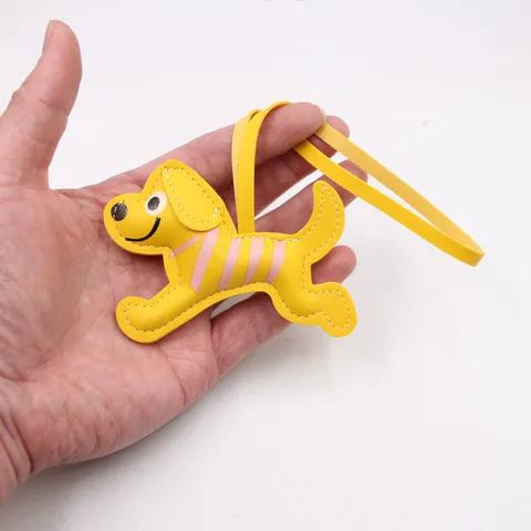 Cartoon Doppelseitig Bedruckter Welpen Leder Taschenanhänger Laufender Hund 3D Schlüsselanhänger Zubehör Für Taschen Kleidung Geschenk