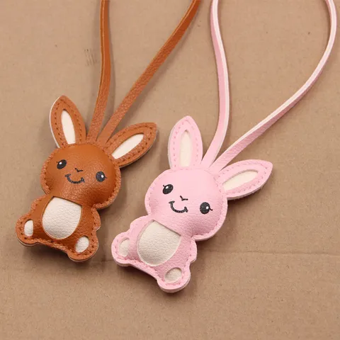 Cute Cartoon Faux Leather Rabbit Bag Charm Kawaii Animal Shaped Backpack Pendant Hanging Ornament For Handbag Accessorie