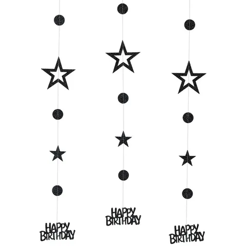 Glitter Paper Birthday Garland Happy Birthday Letter Star Circle Hanging Pendant Banner Wall Decoration Party Supplies