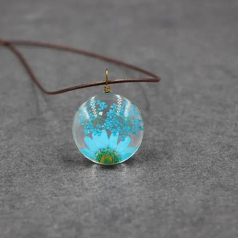 Handmade Real Dried Flower Glass Pendant Necklace Mori Style Gypsophila Sun Flower Time Gem Pendant Jewelry For Women Gift