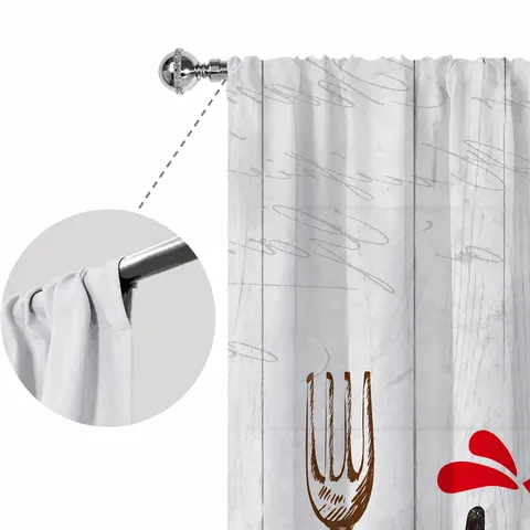 Modern Minimalist Polyester Printed Cafe Kitchen Short Curtain Dustproof Stain Resistant Rod Pocket Window Tier Curtains For Home Dining Room Decor
