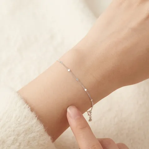 S925 Sterling Silver Minimalist Round Spangle Bracelet For Women Dainty Thin Chain Bracelet Geometric Jewelry Party Gift
