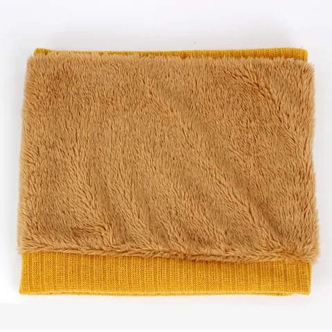 Cotton Fleece Lined Neck Warmer Loop Scarf For Men Women Winter Warm Solid Color Knit Ribbed Infinite Circle Neck Scarf