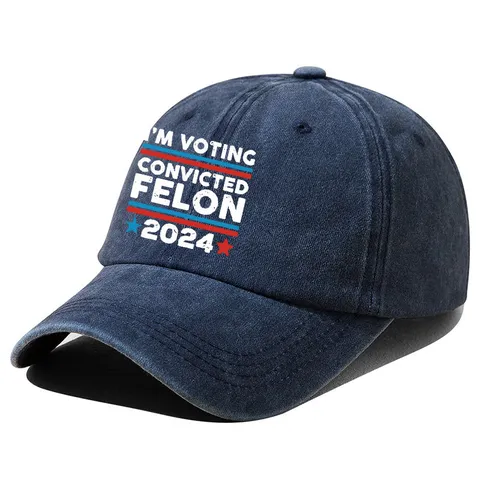 Gewaschener Distressed Polyester Baseballkappe I'm Voting For The Felon Slogan Hut Verstellbar Retro Sonnenhut Herren Damen