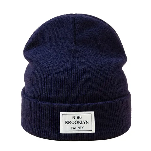 Unisex Winter Strickmütze Beanie Brooklyn N86 Buchstaben-Patch Umschlagmütze Für Herren Damen Outdoor Skifahren Weiche Mütze
