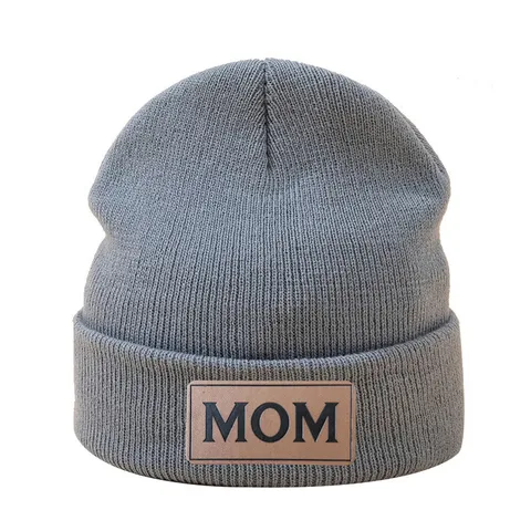 Damen Acryl Strickmütze Mit Lederpatch Lässig Umschlagkrempe Warm Ski Mütze Outdoor Sport Winter Strick Bonnet