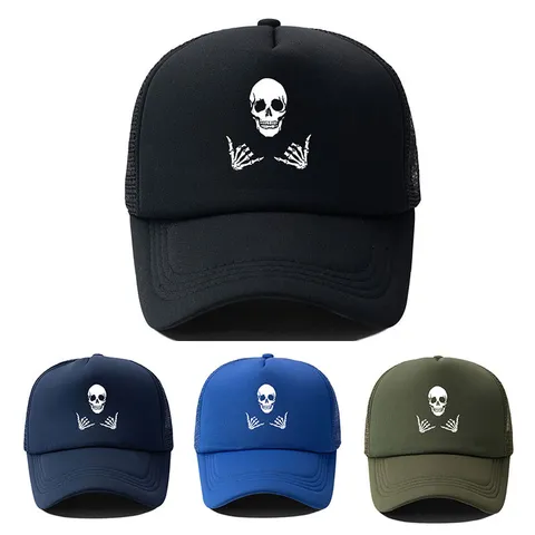 Halloween Calavera Estampado Gorra Trucker Unisex Poliéster Malla Gorra de Béisbol Streetwear Punk Ajustable