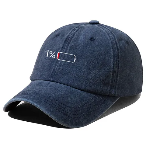 Gorra de Béisbol Washed Retro Distressed Para Hombre Mujer Estampado 1% Batería Baja Soft Top Ajustable Casual Vintage Sombrero Sol