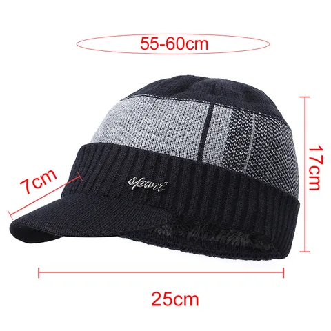 Winter Warm Bonnet en Tricot Doublé Polaire Épaissi Extérieur Sports Casquette de Baseball pour Hommes Femmes Rayures Décontracté Insigne de Lettre