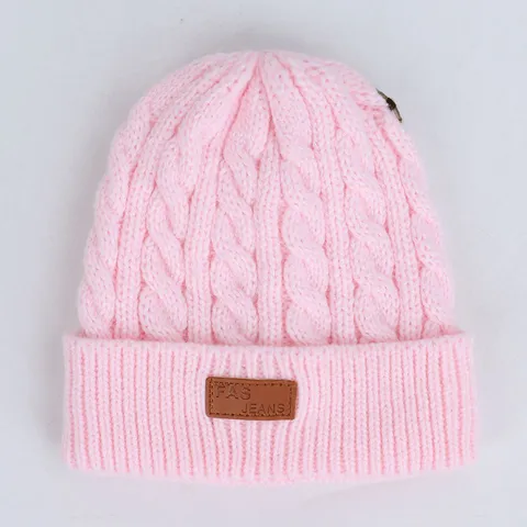 Cute Children Winter Cable Knit Beanie Hat With Double Faux Fur Pom Poms Warm Acrylic Infant Baby Knit Soft Skull Cap For Toddlers Kids