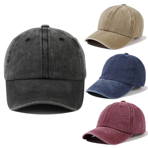 Gewaschene Distressed Baumwolle Baseballkappe Für Herren Damen Kinder Einfarbig Vintage Verstellbarer Einfacher Sonnenhut Outdoor Casual Dad Hat