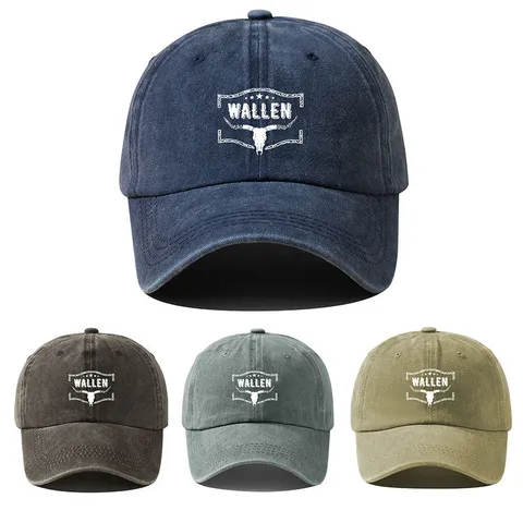 Gorra de Béisbol Lavada Desgastada para Hombre Diseño Cabeza de Toro Estilo Western Gorra de Papá Ajustable de Poliéster para Exterior