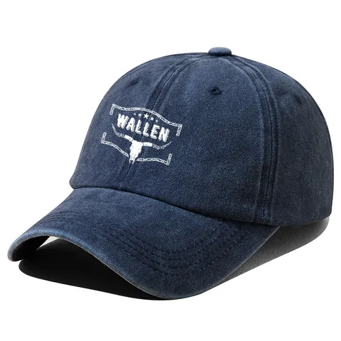 Distressed Washed Baseballkappe Für Herren Stierkopf Muster Western Style Dad Hat Soft Top Verstellbar Polyester Outdoor Sonnenkappe