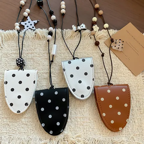 Halskette Aus Kunstleder Mit Punktierung Brillenhalter Lange Pulloverkette Mit Künstlicher Perle Schleife Sonnenbrillen Aufbewahrung Damen