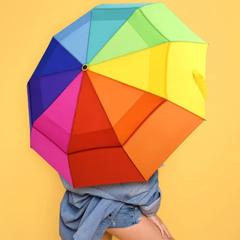 Paraguas Plegable Arcoiris Automatico A Prueba De Viento Doble Capa Tela Pongee Sol Lluvia Parasol Con Varillas De Fibra De Vidrio Para Mujer Casual Diario Viajes Aire Libre