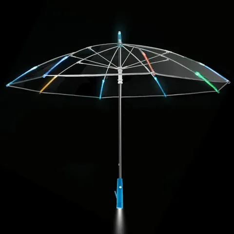 Paraguas Luminoso LED Transparente de PVC Minimalista Moderno Mango Largo A Prueba de Viento Paraguas Multicolor Con Linterna Para Adultos