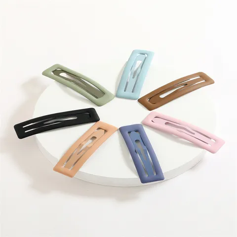 Pinces à Cheveux Snap Carrées Peinture au Four Mate Colorées Épingles à Cheveux Goutte d'Eau en Métal Accessoires Coiffure Frais Doux pour Enfants Filles Quotidien