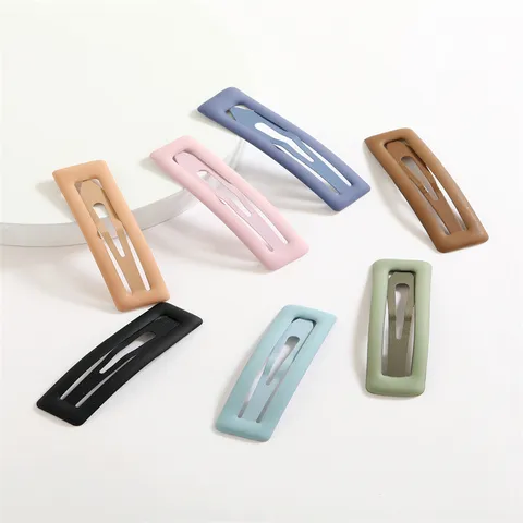Pinces à Cheveux Snap Carrées Peinture au Four Mate Colorées Épingles à Cheveux Goutte d'Eau en Métal Accessoires Coiffure Frais Doux pour Enfants Filles Quotidien