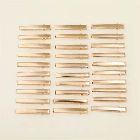 Solid Metal Duckbill Hair Clips Mini Gold Flat Alligator Hairpins Electroplated Geometric Geometric Bases For DIY Hair Accessories Crafting