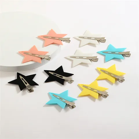 Sweet Star Hair Clips For Kids Resin Seamless No Trace Bang Clips Plastic Star Hair Barrettes Cute Hair Accessories For Girls