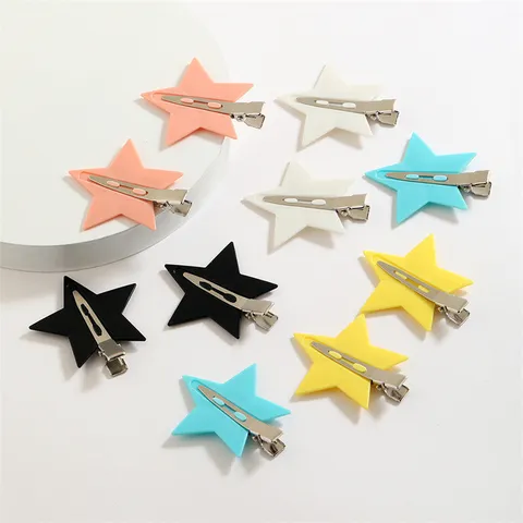 Sweet Star Hair Clips For Kids Resin Seamless No Trace Bang Clips Plastic Star Hair Barrettes Cute Hair Accessories For Girls
