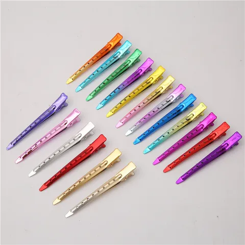 Pinces à Cheveux Crocodile Professionnelles en Métal Peint Pinces de Séparation de Salon Couleur Bonbon Épingles à Cheveux Femme